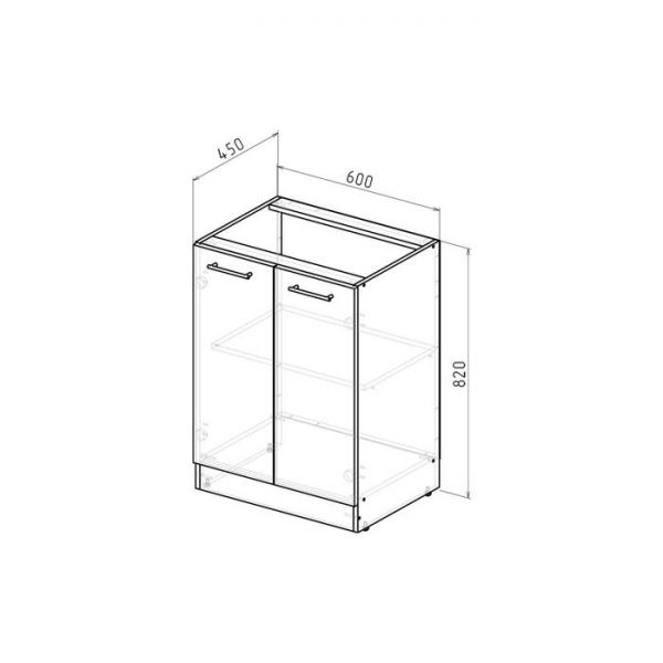 Шкаф напольный Сабрина 600х600х850 рабочий 2 дверцы  венге/дуб сонома/дуглас темный