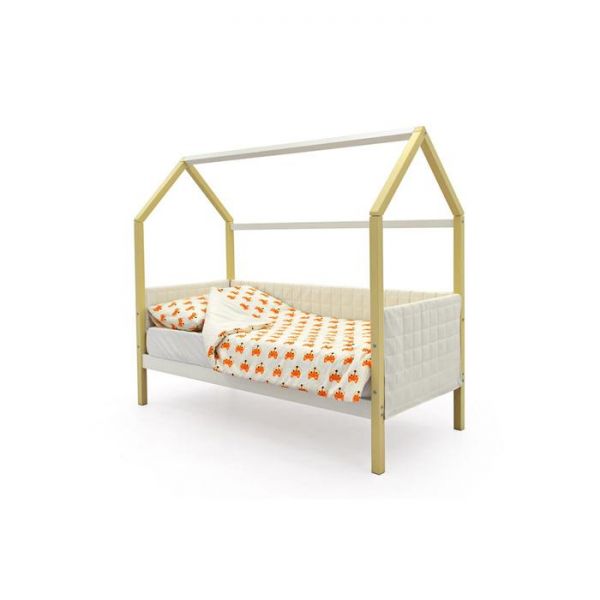 Детская кровать-домик мягкий Бельмарко  Svogen бежево-белый