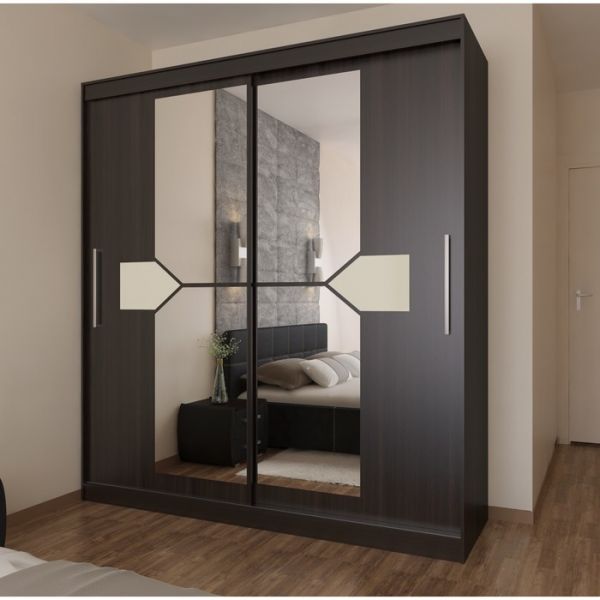 Шкаф многоцелевого назначения Оскар-11-1 2200х1840х604 Бодега тёмный/Бежевое стекло