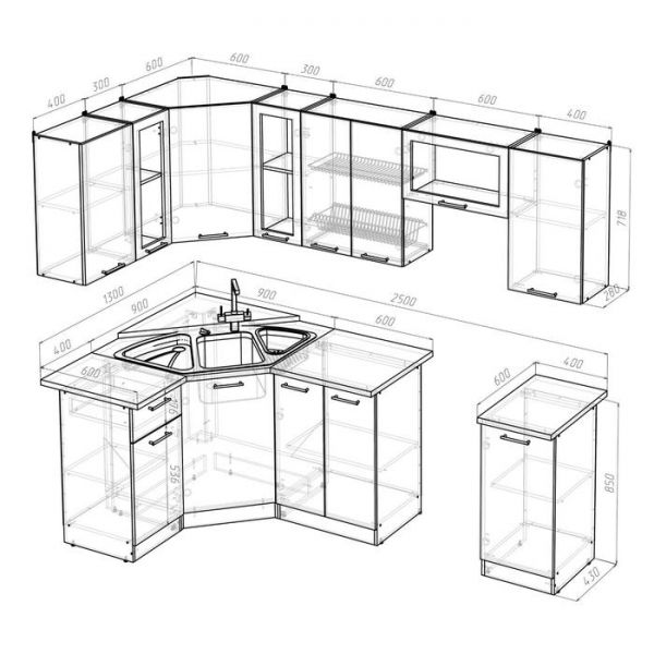 Кухонный гарнитур Ольга оптима 1 1300*2500 мм
