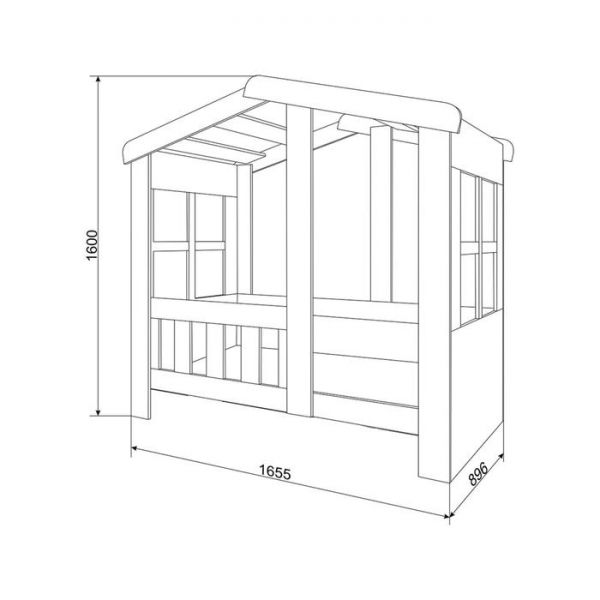 Детская кровать-чердак «Астра домик», без ящика, цвет белый / голубой