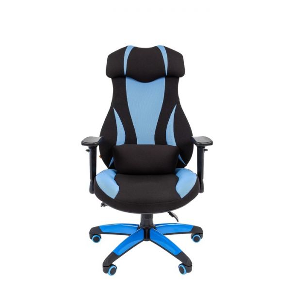 Кресло игровое Chairman game 14 ткань черная/голубая