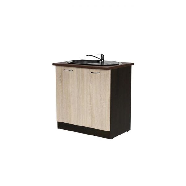 Шкаф напольный Сабрина 800х600х850 под мойку 2 дверцы  венге/дуб сонома/дуглас темный