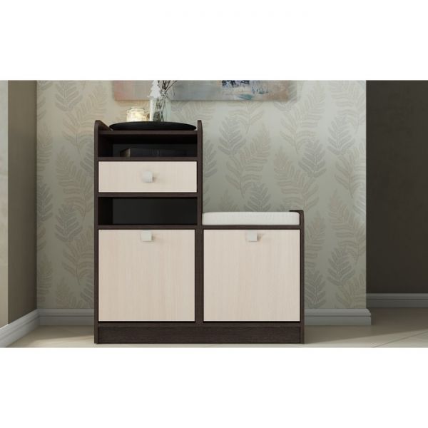 Обувница Об-10 970х900х400 Дуб Выбеленный/Венге