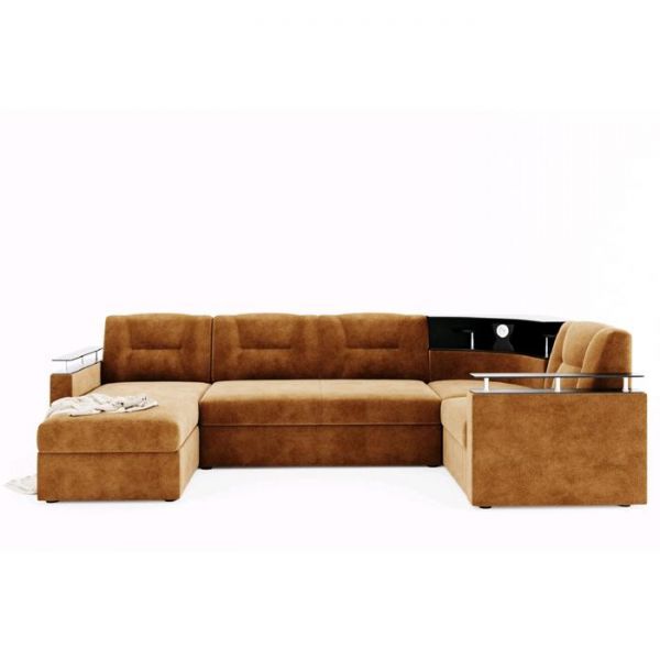 Диван «Титаник» с подсветкой, механизм дельфин, угол правый, ЛДСП венге, цвет селфи 08