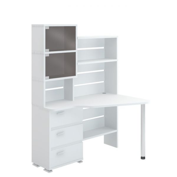 Стол СР-322, угол правый с надстройкой, 1340 ? 900 ? 1770 мм, цвет белый жемчуг