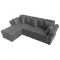 Угловой диван «Рейн», механизм еврокнижка, угол правый, рогожка, серый / кант коричневый