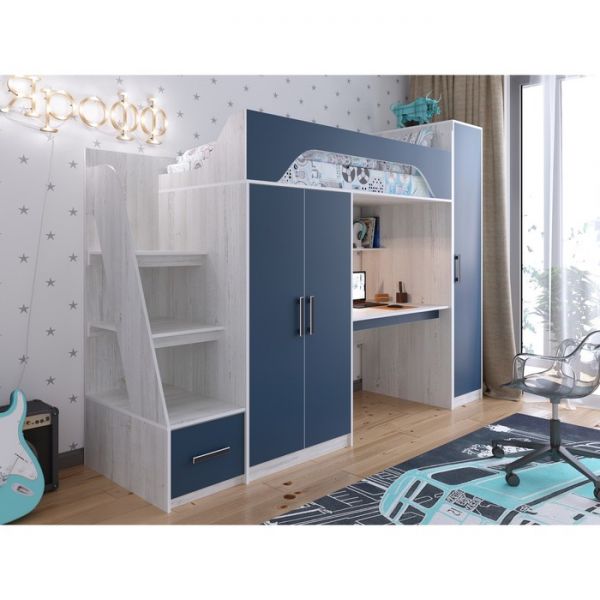 Детская кровать-чердак ТЕЯ винтерберг/лазурь