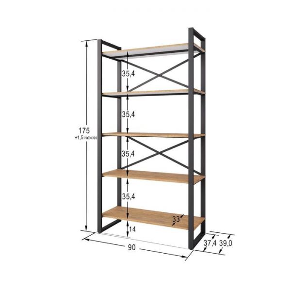 Стеллаж «Хардвиг L», 900 ? 390 ? 1765 мм, цвет белый