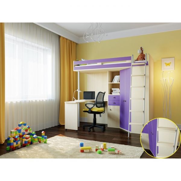 Детский комплекс «М-85», цвет дуб молочный/фиолетовый