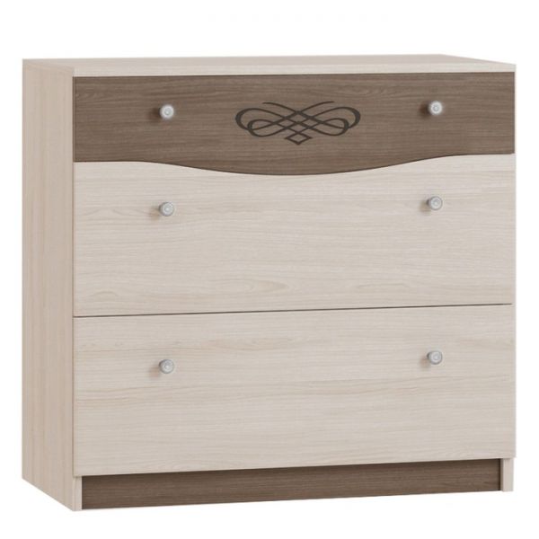 Комод «Ванесса», 902 ? 456 ? 856 мм, 3 ящика, цвет ясень шимо светлый / шимо тёмный