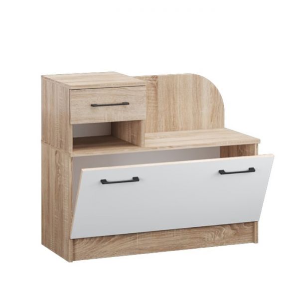Тумба под обувь Денвер 900х380х750 дуб сонома/Белый