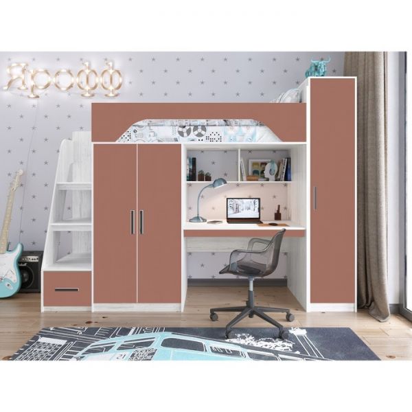 Детская кровать-чердак ТЕЯ винтерберг/амарант