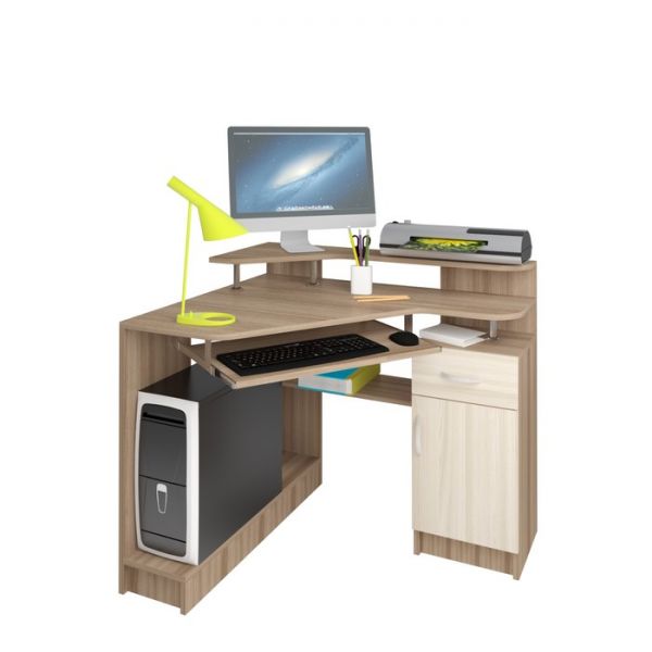 Стол компьютерный Интел-5 950х800х830 Ясень Шимо темный/светлый