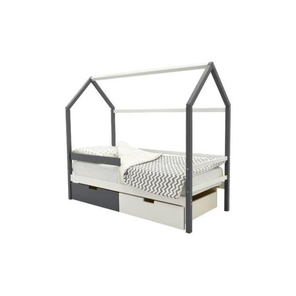 Детская кровать-домик Бельмарко Svogen графит-белый