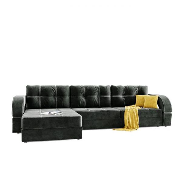 Угловой диван «Талисман 2», угол левый, пантограф, велюр, цвет селфи 01, подушки селфи 03