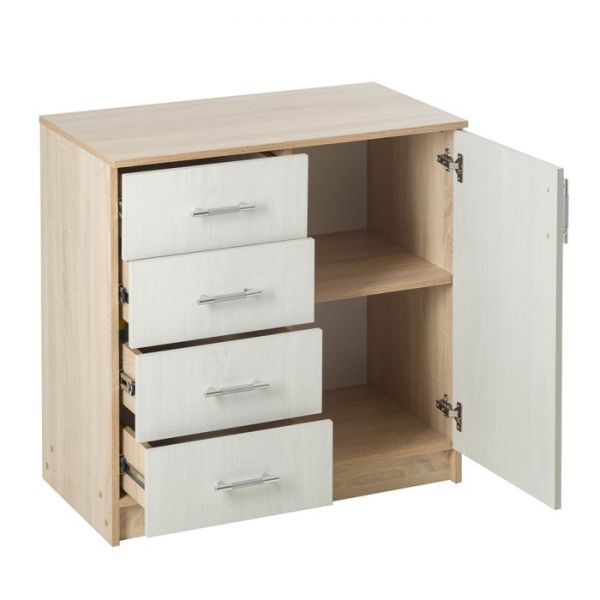 Комод Бася-1 820х800х440 дуб сонома/ясень анкор светлый