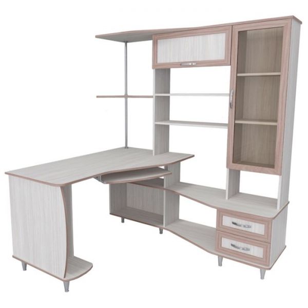 Стол компьютерный Альфа-4 Правый Дуб молочный/венге