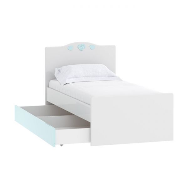 Ящик для кровати Птички, 1600х800х230, Голубая эмаль/Белый