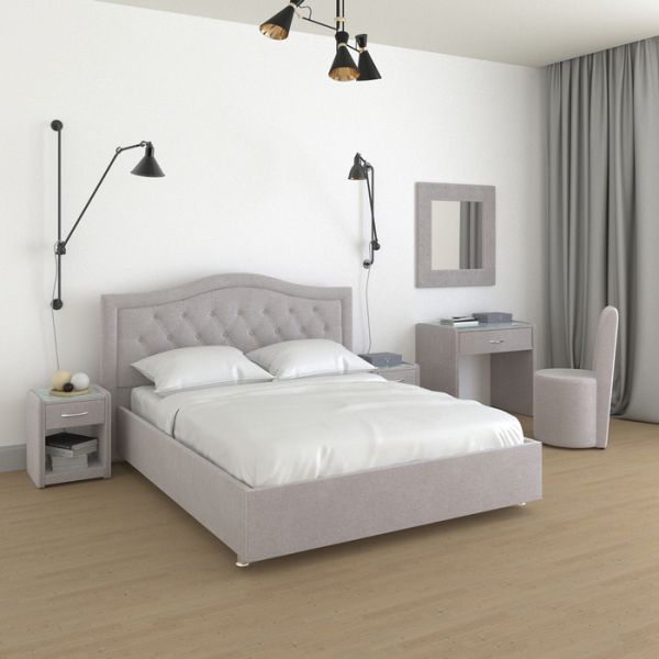 Кровать «Ротонда» без ПМ, 160 ? 200 см, ортопедическое основание, рогожка, цвет серый