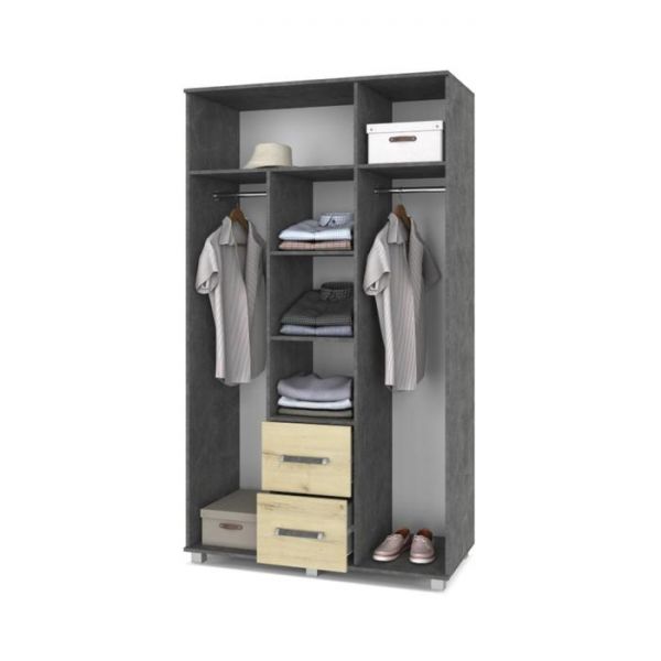 Шкаф Виора В34 520х1200х2100 трёхстворчатый с ящиками  Камень темный/дуб ирландский