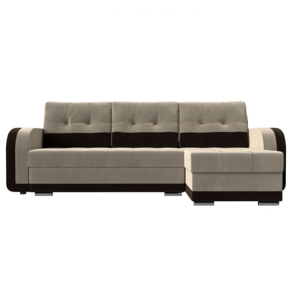 Угловой диван «Марсель», механизм еврокнижка, микровельвет, цвет бежевый / зелёный