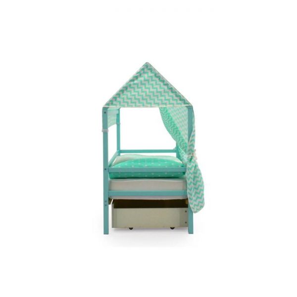 Крыша текстильная Бельмарко для кровати-домика Svogen зигзаги мятные