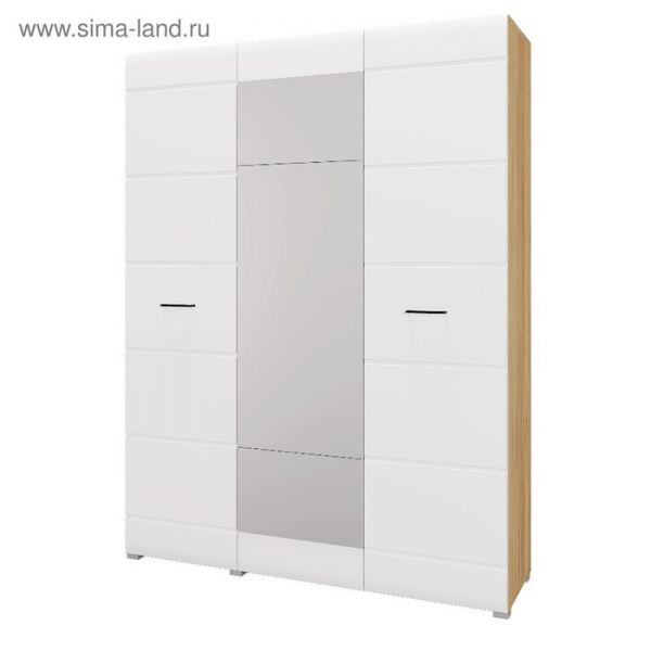 Шкаф 3х ств Ненси МДФ, 1500х2000х466, Дуб золотой/Белый глянец