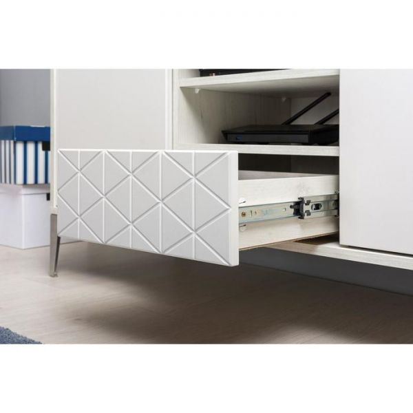 Тумба под ТВ Марципан 13.265, 1215х456х597, Дуб белый/шагрень платина