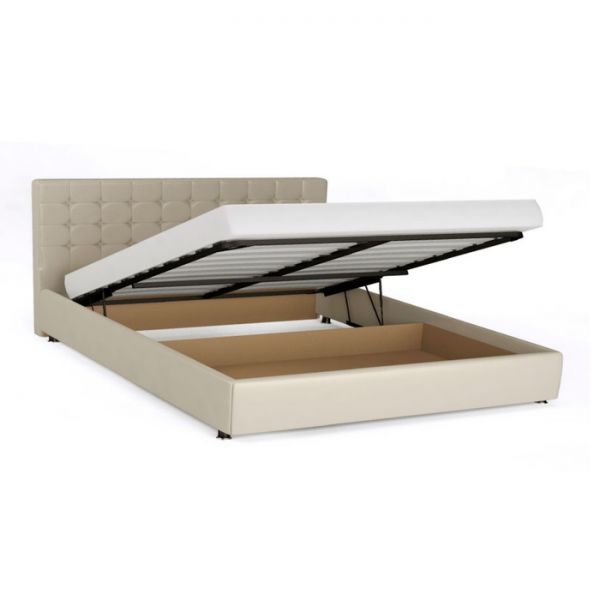 Кровать «Ла Скала» с ПМ, 140 ? 200 см, ортопедическое основание, экокожа, цвет бежевый
