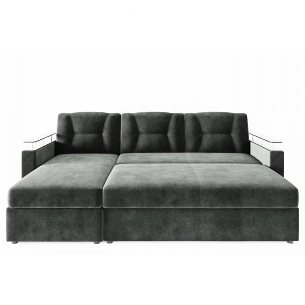 Угловой диван «Монро», угол левый, ЛДСП венге, механизм дельфин, велюр, цвет селфи 01