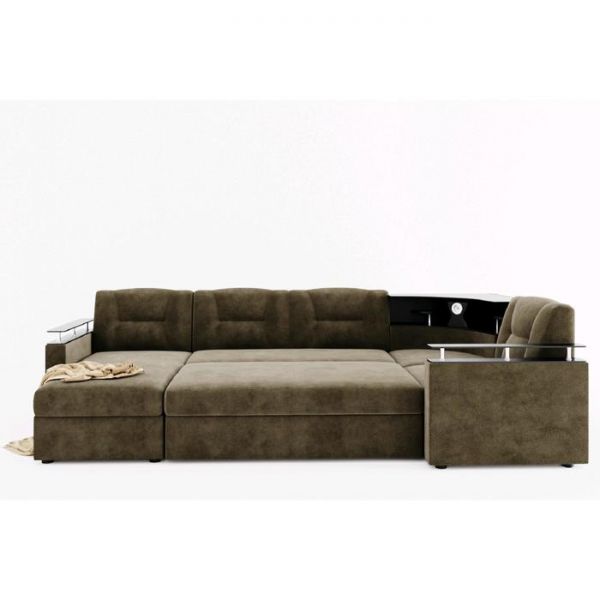 Диван «Титаник» с подсветкой, механизм дельфин, угол правый, ЛДСП венге, цвет селфи 01