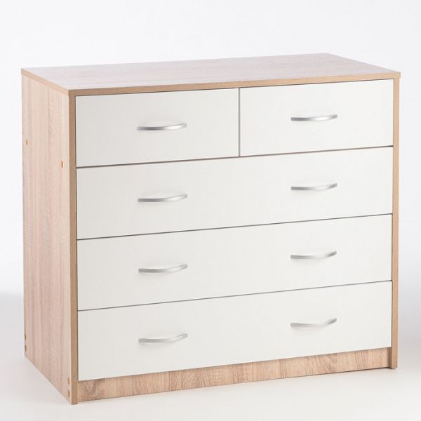 Комод 5 ящиков  900х480х800 дуб сонома/белый