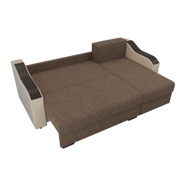 Угловой диван «Монако», механизм еврокнижка, рогожка, цвет бежевый / коричневый