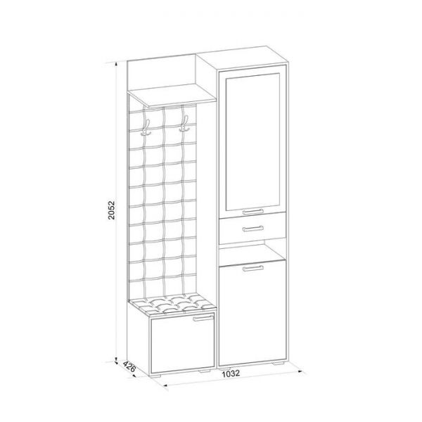 Прихожая Ивушка-22 1032х426х2052 Бодега тёмный/Бодега светлый