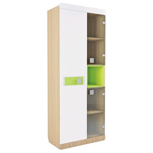 Пенал со стеклом «Стиль 5.3», 800 ? 416 ? 2040 мм, цвет туя светлая / кофе с молоком