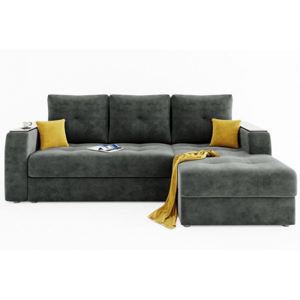 Угловой диван «Сенатор», механизм пантограф, ППУ, угол правый, велюр, селфи 01 / селфи 03