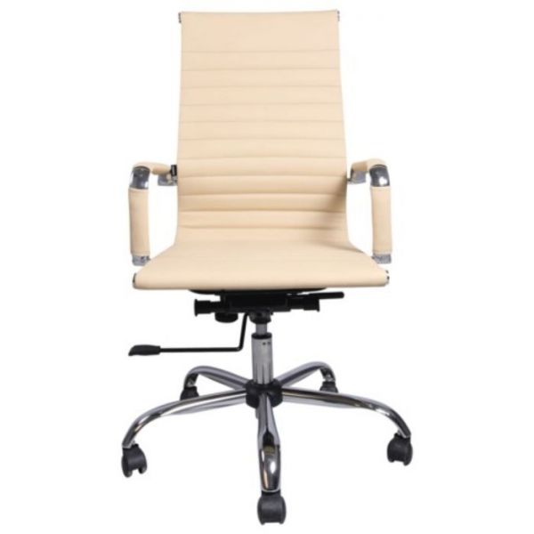 Кресло офисное BRABIX Energy EX-509, рециклированная кожа, хром, бежевое