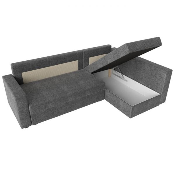Угловой диван «Мансберг», механизм еврокнижка, угол левый, рогожка, цвет серый
