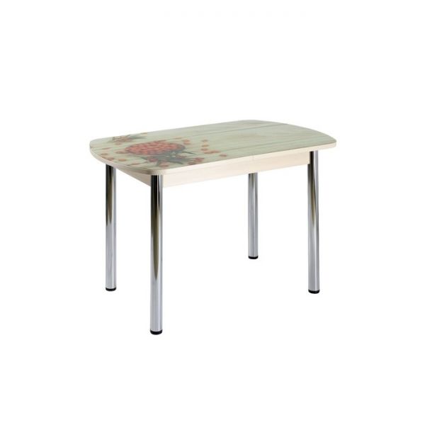 Стол раздвижной с фотопечатью Стин, 1100(1420)x700x760, Дуб/Дерево/Хром прямые