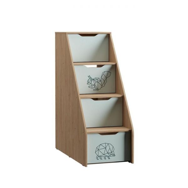 Лестиница-шкаф Гудвин 10.25, 508х1050х1304, Гикори рокфорд/Мята