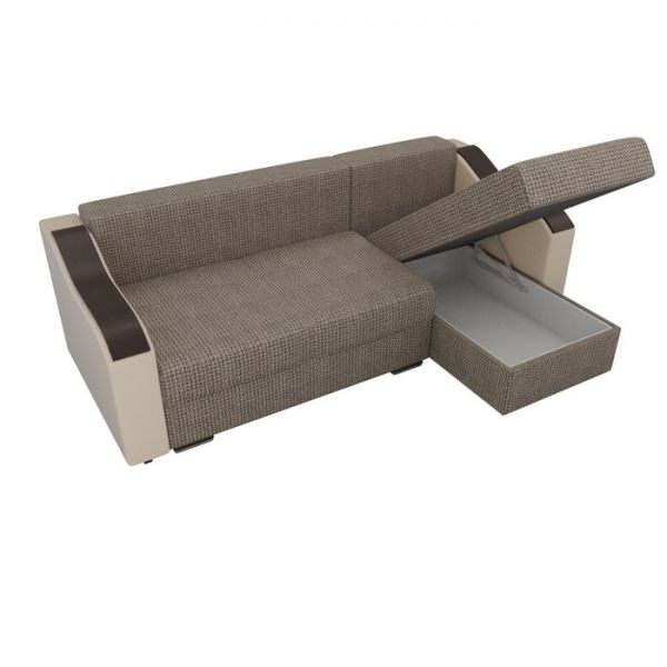 Угловой диван «Монако», механизм еврокнижка, рогожка, цвет бежевый / коричневый
