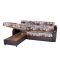 Диван «Аккордеон Люкс» Ткань Париж Серо-коричневый + кожзаменитель Коричневый