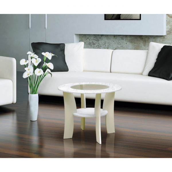 Стол журнальный №3, 750 ? 750 ? 505 мм, цвет белый / смола белая матовый