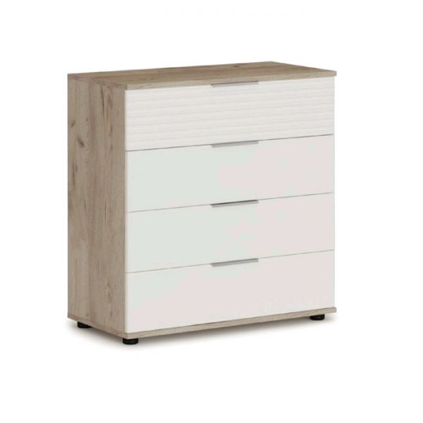 Комод «Джулия», 4 ящика, 800 ? 400 ? 820 мм, цвет крафт серый / белый глянец