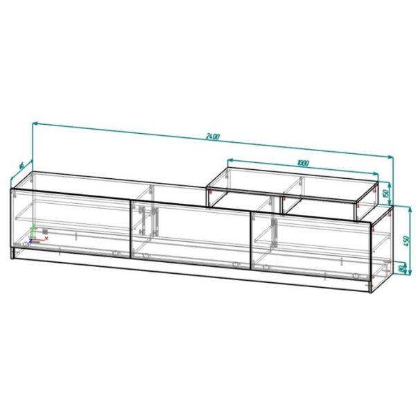 Тумба ТВ Мадера 2400, Белый ЛДСП