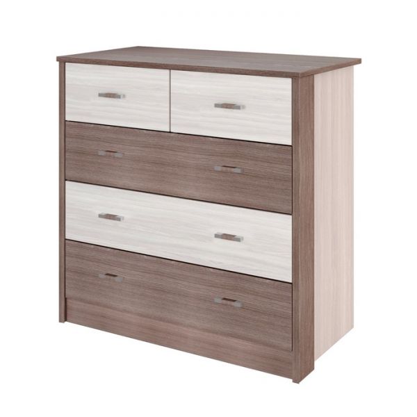 Комод «Николь», 866 ? 452 ? 856 мм, 5 ящиков, цвет ясень шимо светлый / тёмный