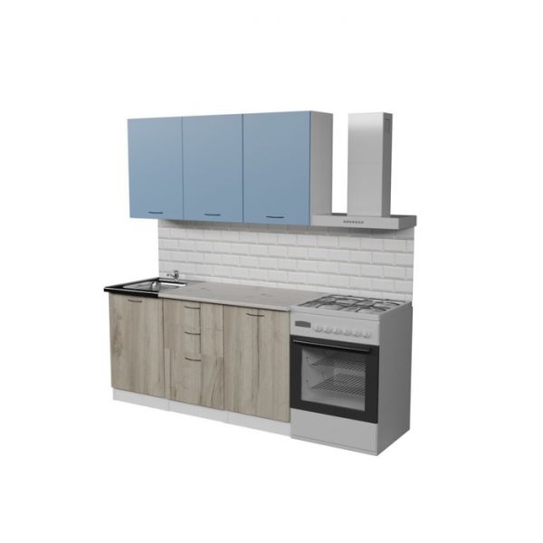 Кухонный гарнитур Лидия нормал 1500х600 Белый/Сосна/Капри, Бетон темный