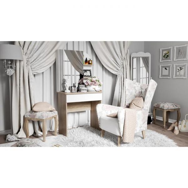 Стол туалетный Майя 700х1475х442 Дуб сонома/Белый ясень