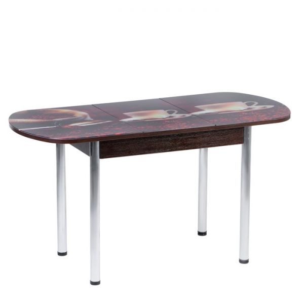 Стол раздвижной с ФП Кофе-1 1100/1500х700х777 стол. стекл/пояс Венге/прямые ноги